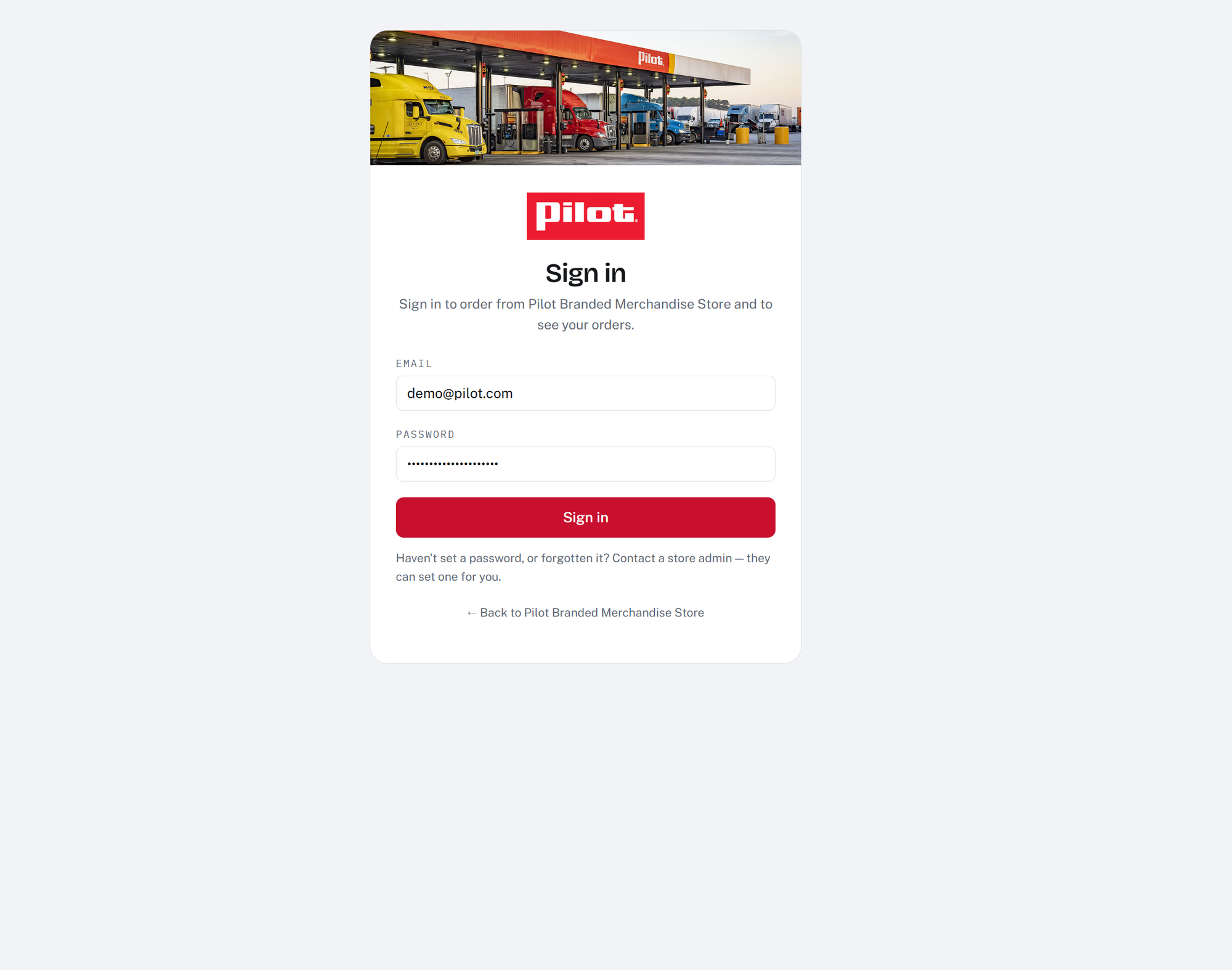 Sign-in page